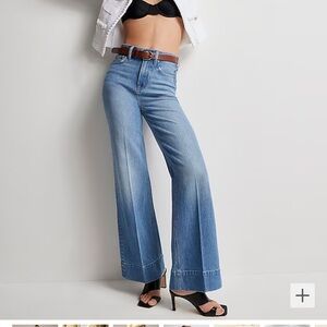 J. Crew wide leg denim trouser in chambray blue wash size 37